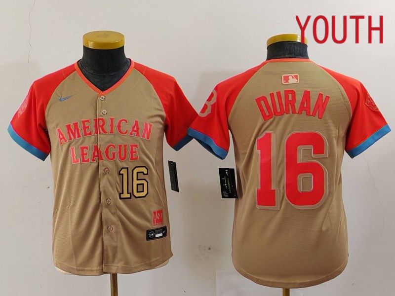 Youth Boston Red Sox #16 Duran Orange All star 2024 Nike MLB Jersey style 1